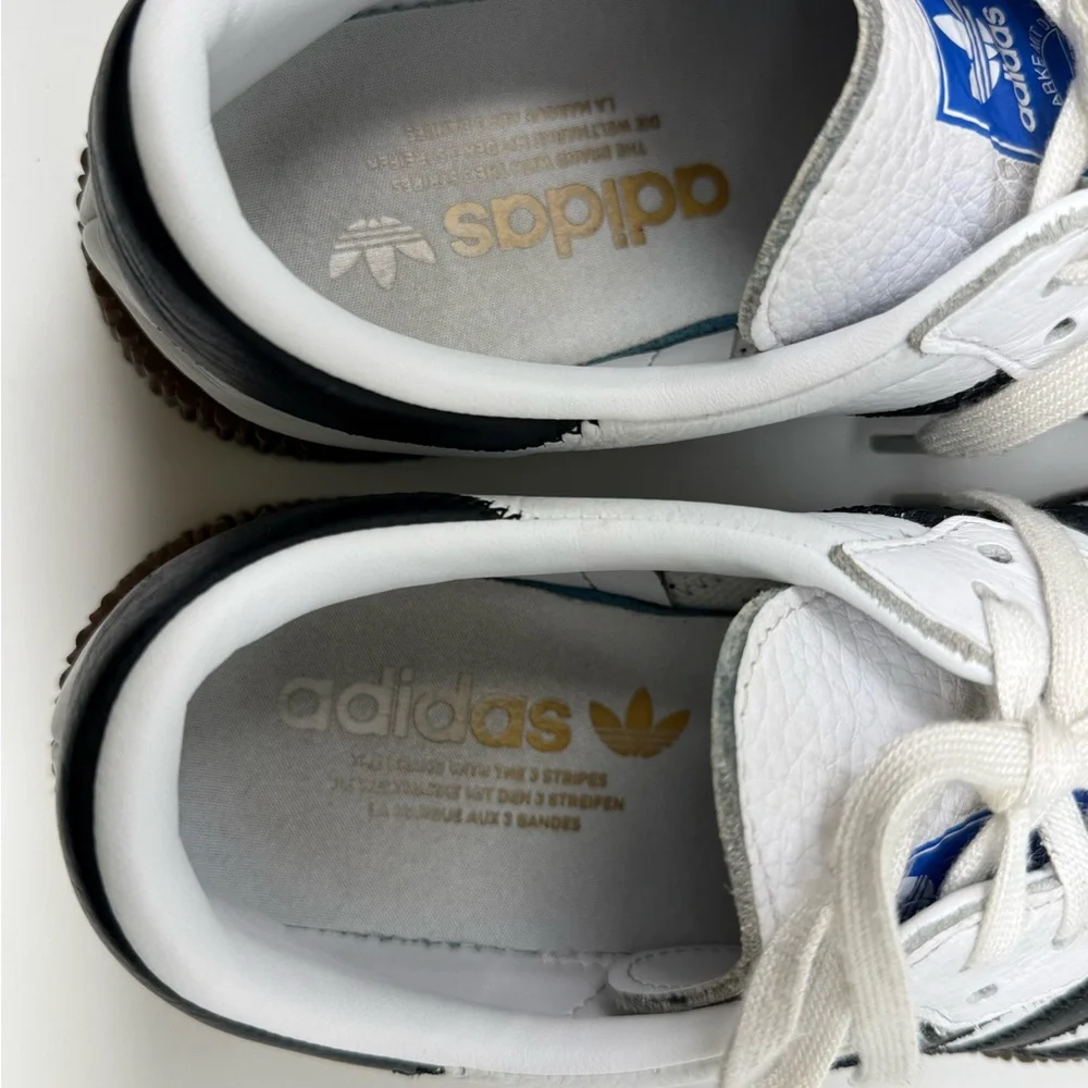 adidas Samba Platform – All Leather – White/ Black with Brown Gum Sole - Picture 7 of 8